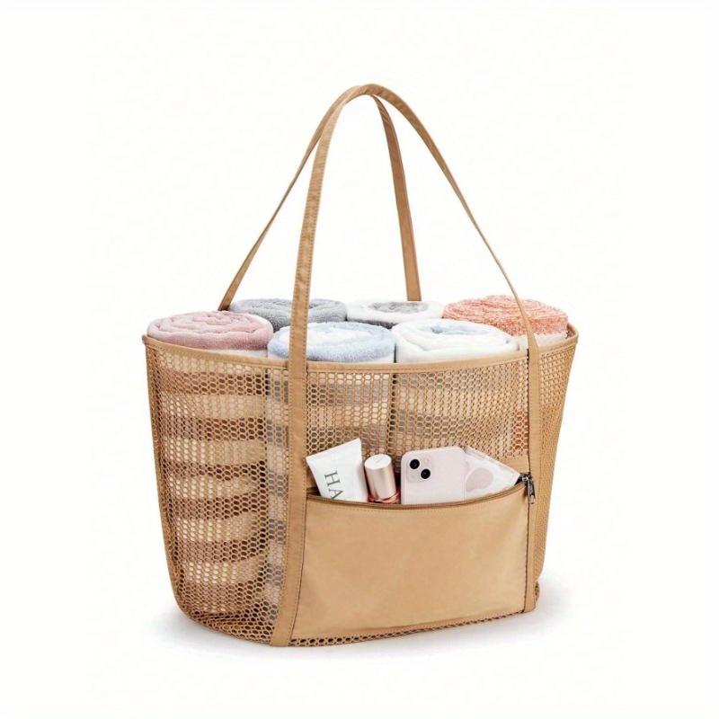 

Сетчатая пляжная сумка-тоут большой вместимости, наплечная сумка для женщин, водонепроницаемая сумка для бассейна, для пляжного отдыха, плавания, семейных путешествий, предметы первой необходимости хаки