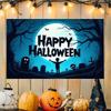 Halloween Tapestry Happy Halloween Blue Moon Tombstone Zombie Background Wallpaper Bar Party Home Decoration