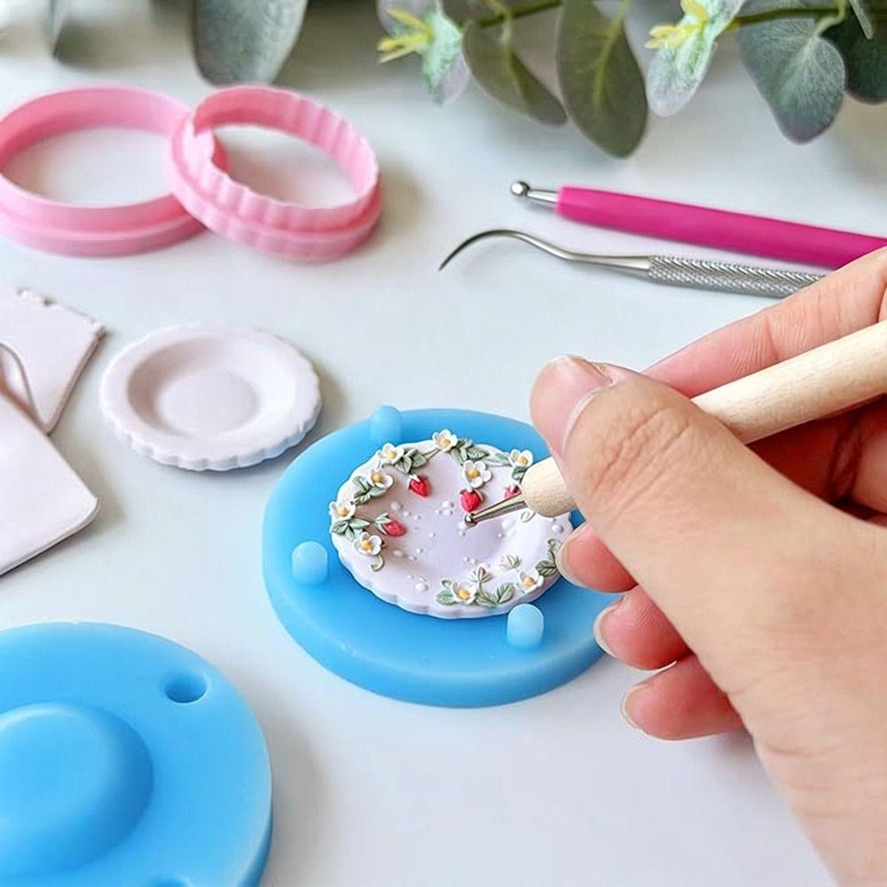 Scalloped Edge Plate Polymer Clay Cutters Reusable 3D Plate Clay Molds DIY Jewelry Making