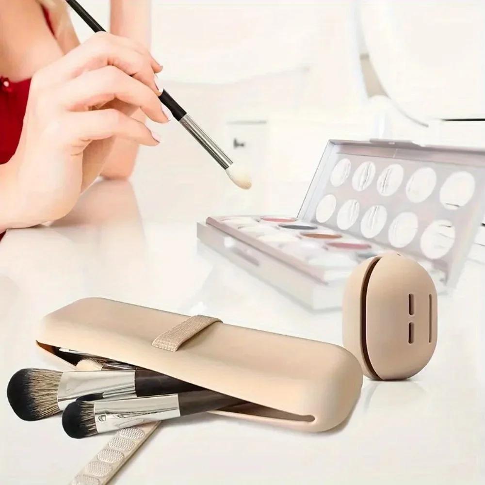 Portable Breathable Silicone Makeup Brush Holder - Breathable and Waterproof Makeup Brush Case for Women and Girls