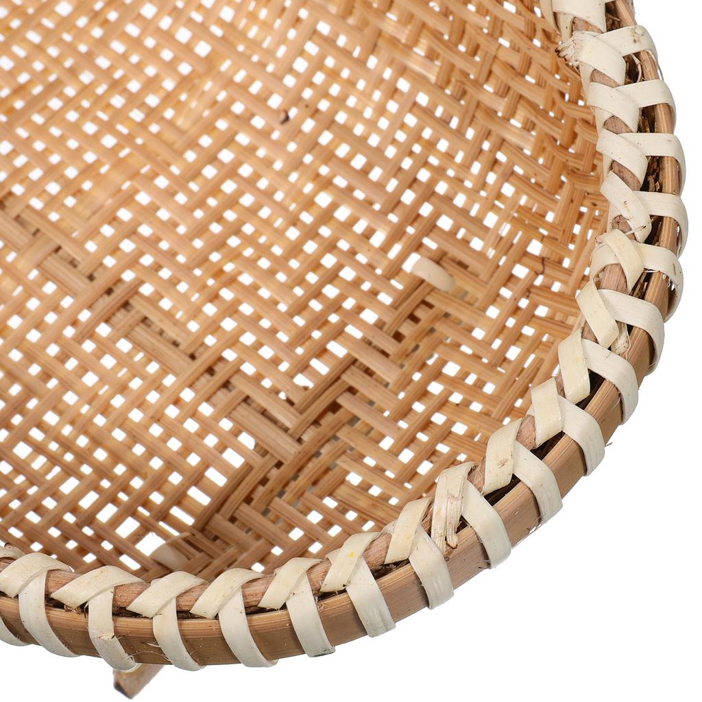 Bamboo Woven Storage Basket Handmade Grain Texture Breathable Lightweight Portable for Fruit Vegetables Clothes Books