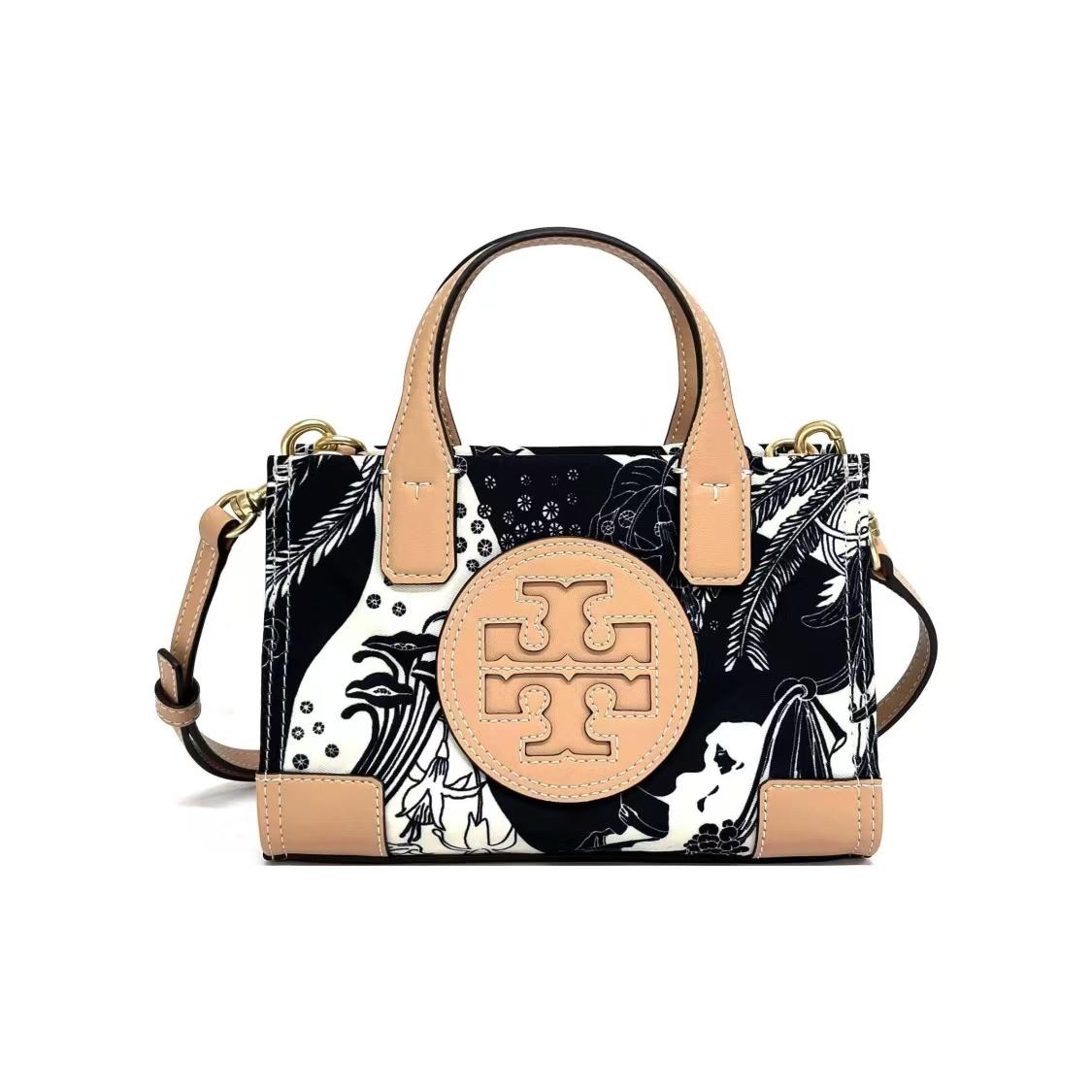 

Tory Burch Ella Printed Color-Block Nylon Tote Bag Women Tote Bags Black 88045-001 Basic Set (Bag+Dust Bag)