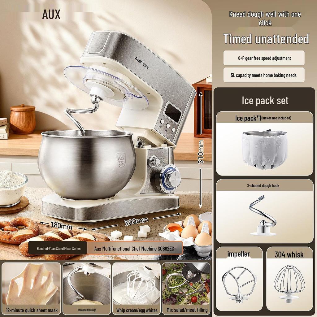 Oakes Multifunctional Chef Machine: Automatic Dough Mixer, Whipping, Kneading, Slicing, Juicing, and Extruding.