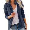 Autumn Women Waist Tunic Coats Retro Multi-Pocketed Jacket Turn-Down Collar Button Solid Color Outwear Coats