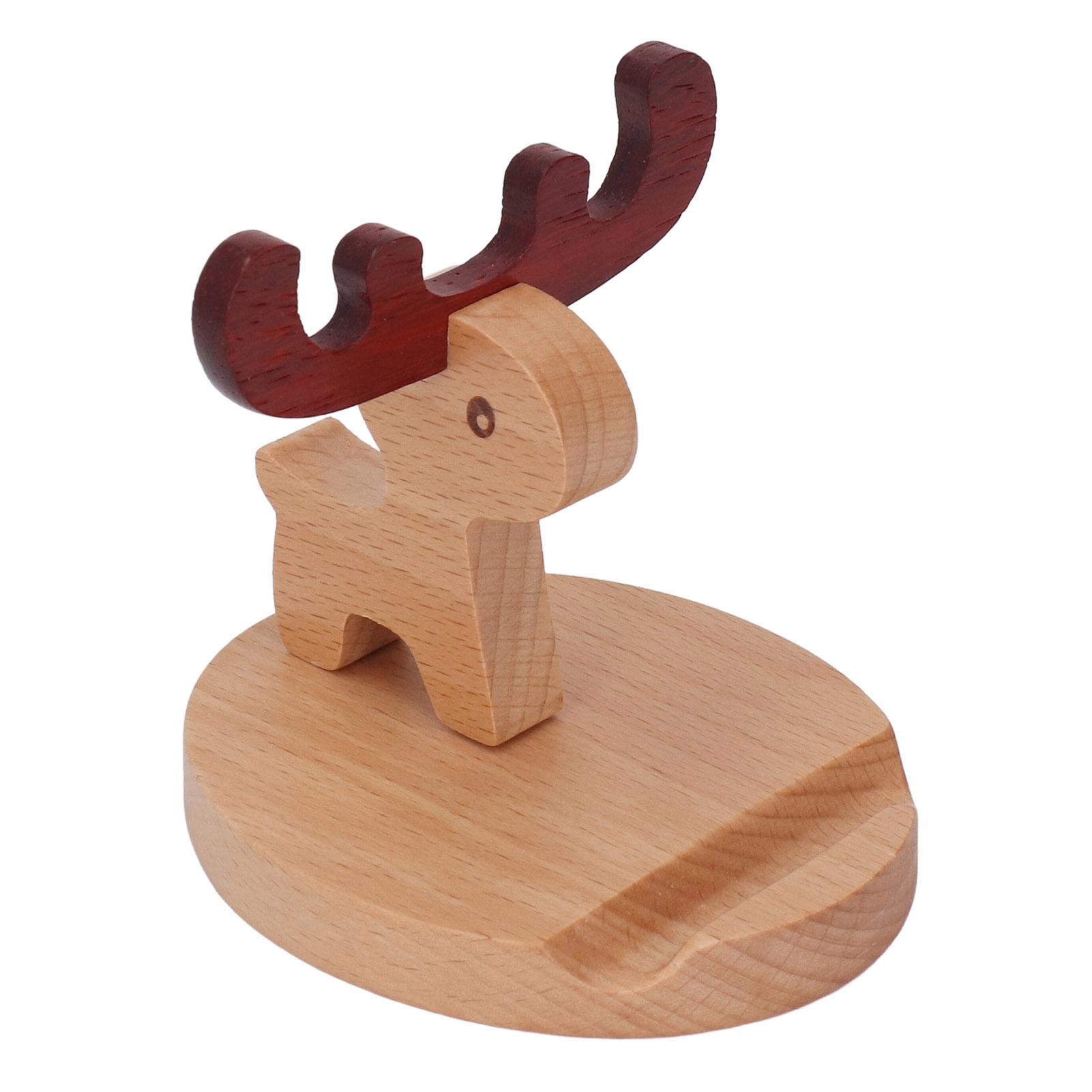 

2 Sets Cellphone Stand Deer Shaped Multifunctional Wooden Desk Mobile Phone Stand Desktop Decorations