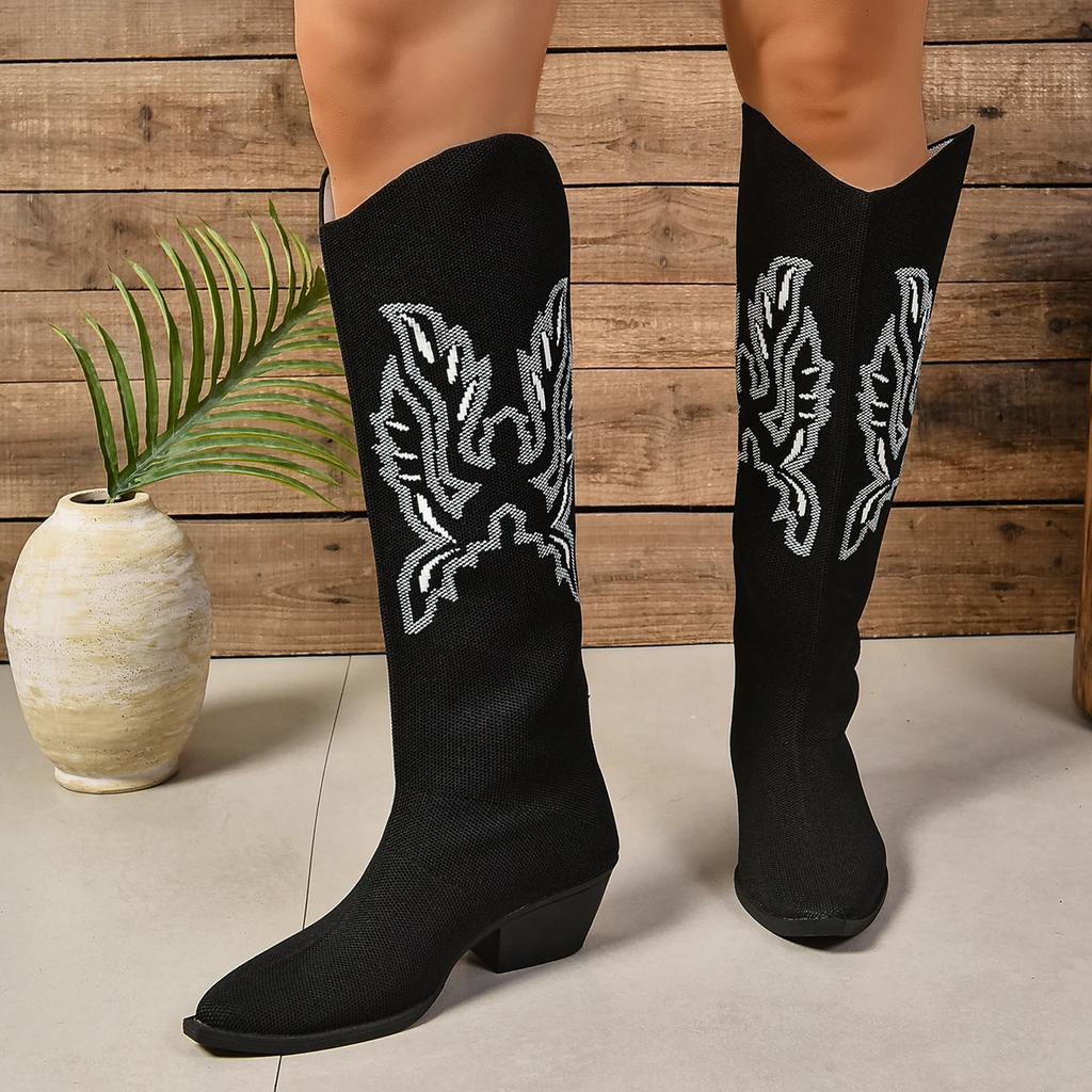 Módní dámské kozačky Zimní Velká velikost Vintage Kozačky ke kolenům Kovbojské Westernové kozačky Dámská móda Ležérní Outdoorové Pohodlné boty pro ženy