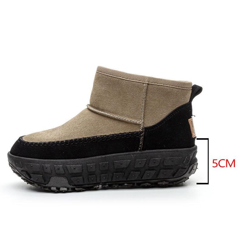 

8Cm small man shows height snow boots winter new leather short tube inner height increase tire bottom non-slip women s boots 40