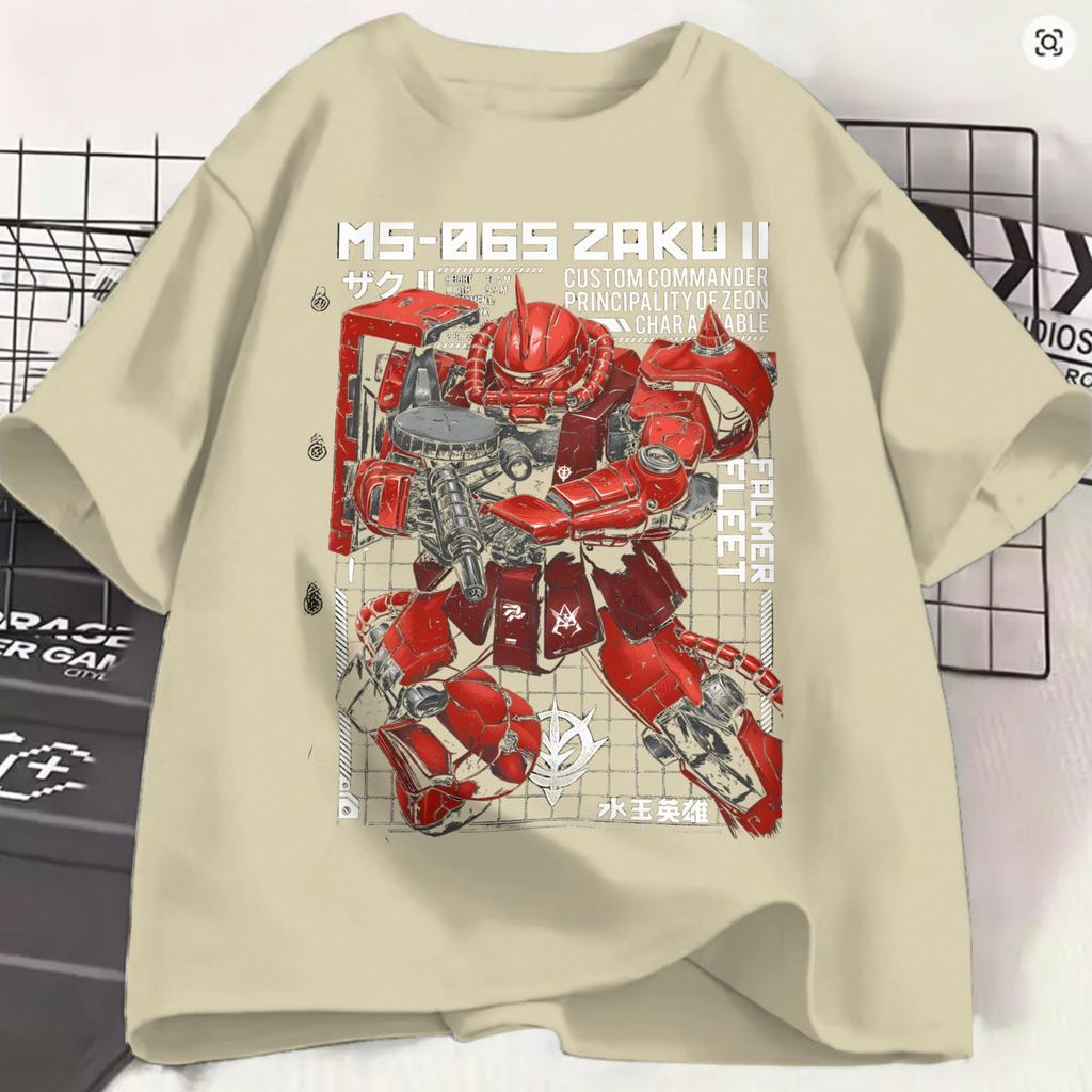 Gundam TShirt For Unisex Unique Cotton Tee Shirt Round Collar Short Sleeve T Shirts Big Size Clothing