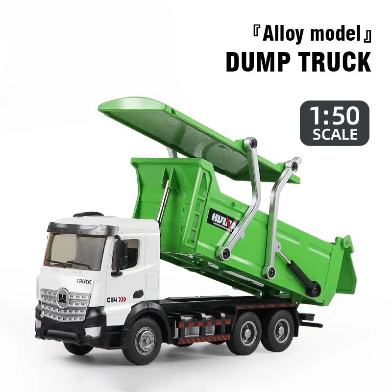 Huina Modello Veicoli da Ingegneria Statici in Lega Semi-Metallo Scala 1/50 Diecast Camion Miscelatori per Miniera Camion Ribaltabile Giocattoli per Bambini per Ragazzo Regali di Natale