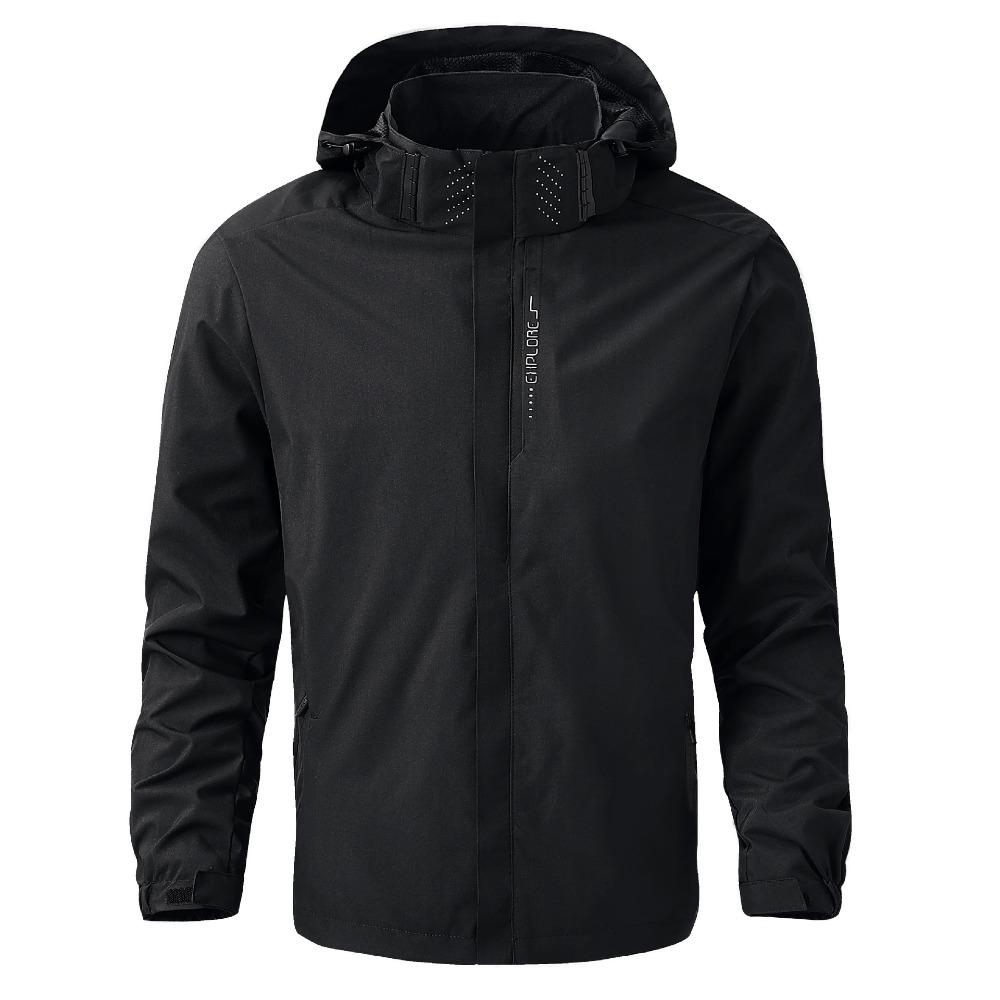 Men's Waterproof Windproof Jacket with Hood Lightweight Outdoor Raincoat for Hiking Climbing