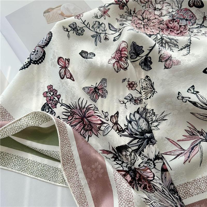 110*110cm oboustranný hedvábný šátek Dámský velkorysý šátek Mulberry Hedvábný šátek