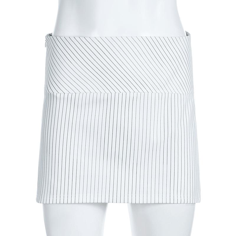 Summer Women's Temperament Commuter Style Oblique Stripes Niche Wind High-waisted A-line Version of The Sexy Package Hip Half-body Skirt