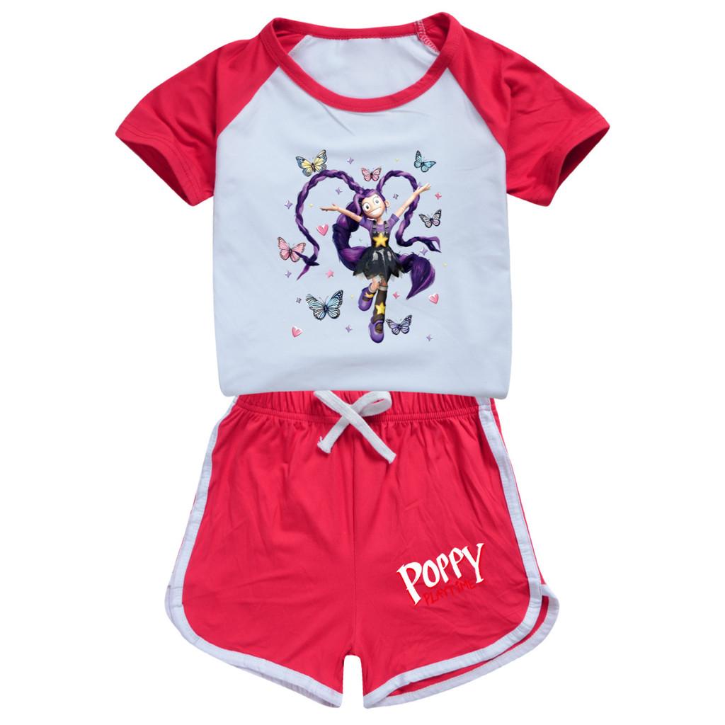 

5599 Multi-color Kids Girls Lily Lovebraids Print T-shirt Shorts Tracksuit Sets 100cm красный