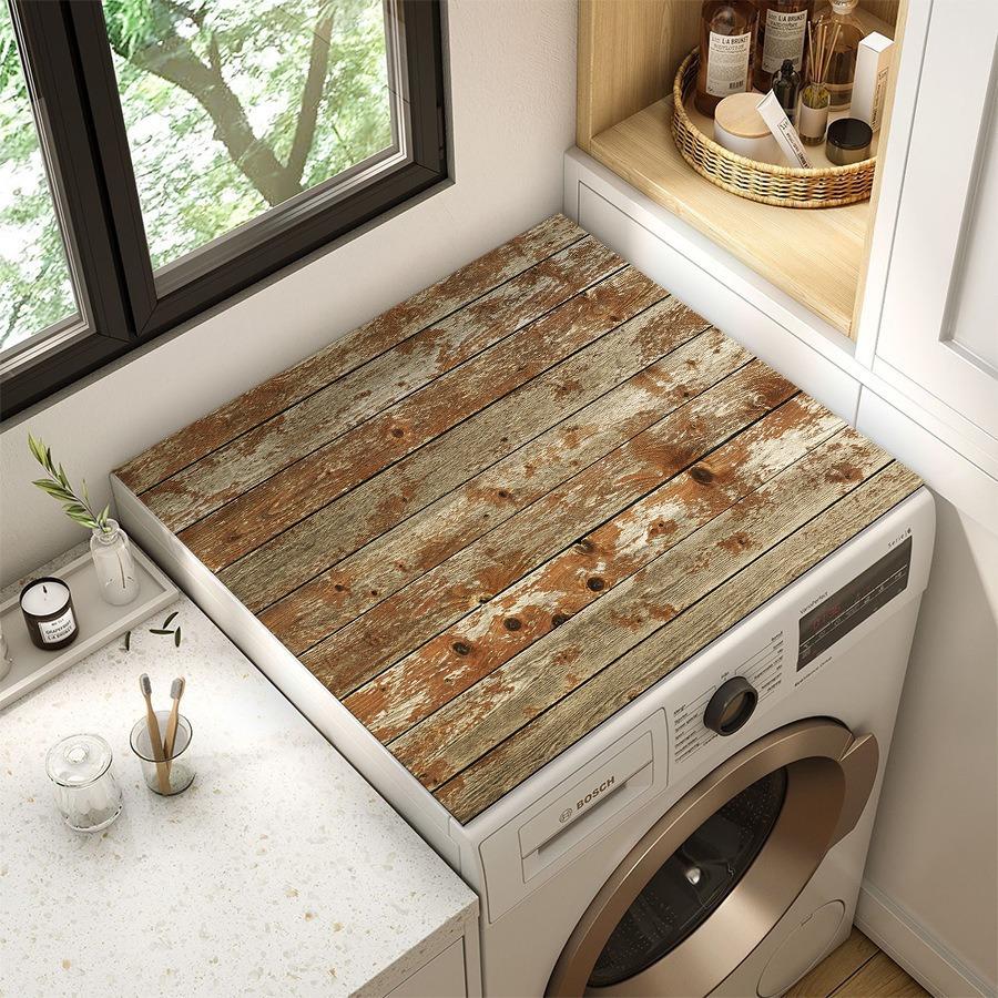 Wood Grain Washing Machine Cover Pad&absorbent Anti Slip Pad - Suitable for Kitchen/laundry Countertop Protection of Washing Machines and Microwaves