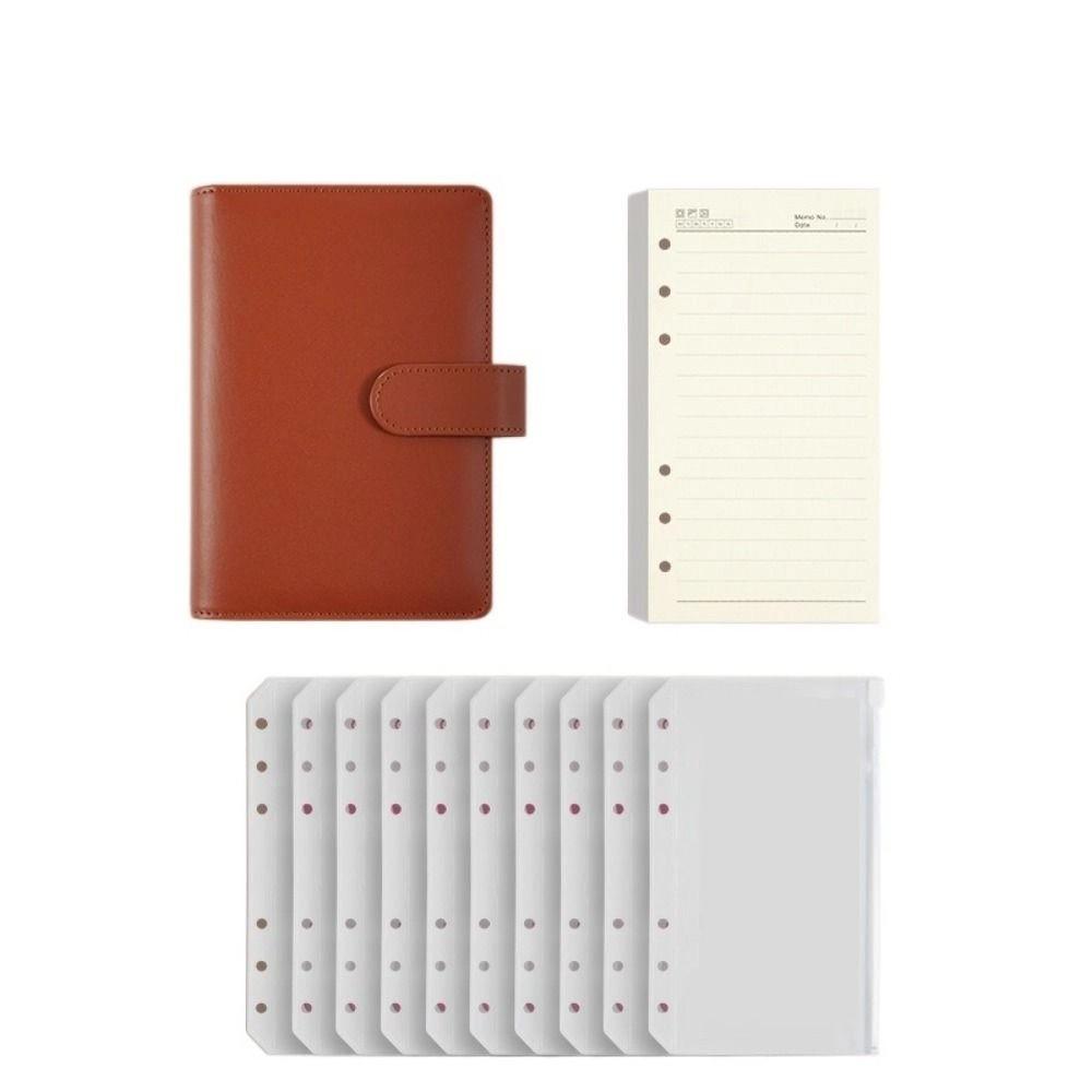 Pu Leather Loose-Leaf Notebook Macarone Color Budget Binder  Office Stationery Supplies