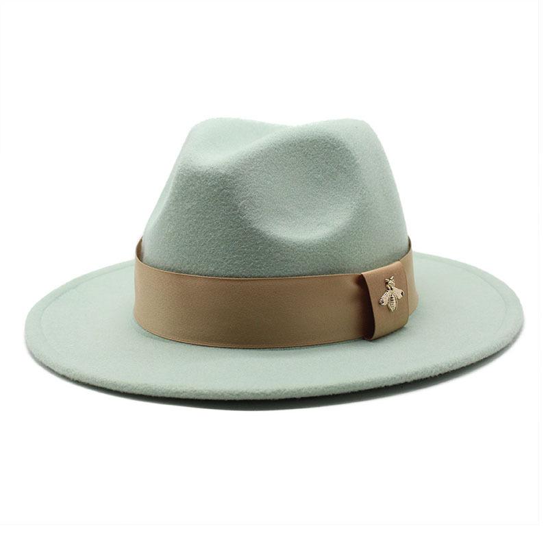 Autumn and Winter Big Eave Hat Fashion Woolen Top Hat Men's and Women's Woolen Panama Jazz Fedora
