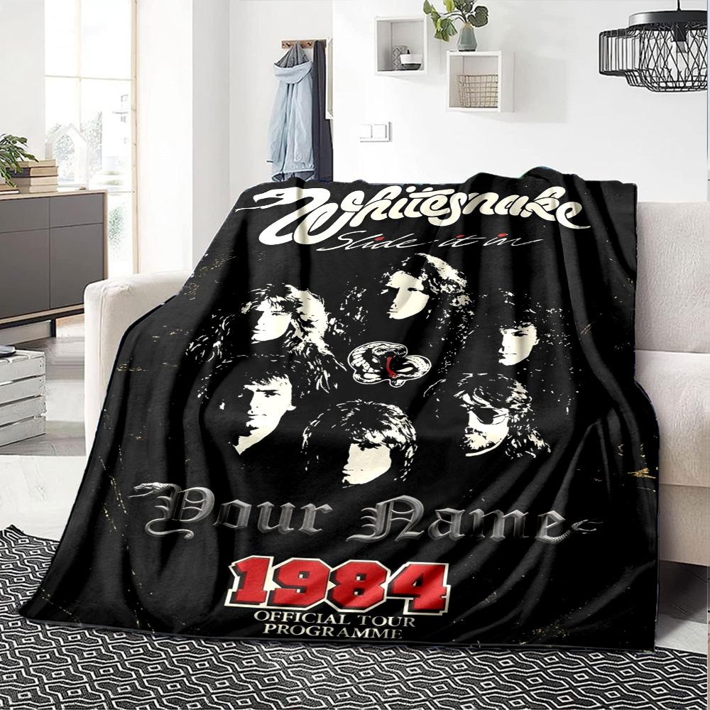 Name Custom WHITESNAKE Print Flannel Blanket High Quality Warm Comfortable Cover for All Seasons Perfect for Gifts Home Decor