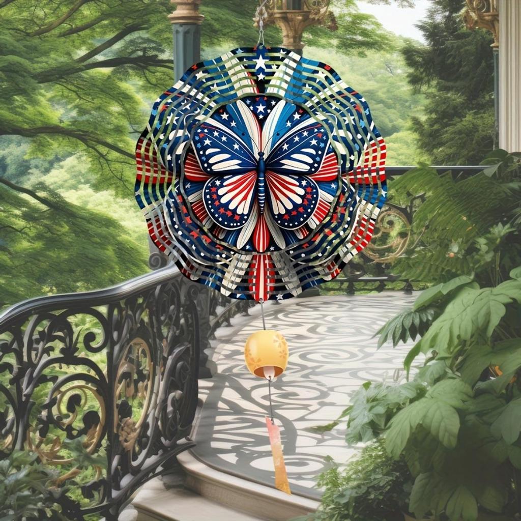360° Rotating American Flag Butterfly Wind Spinner for Yard Garden Durable Stainless Steel Indoor Outdoor Thanksgiving Decor
