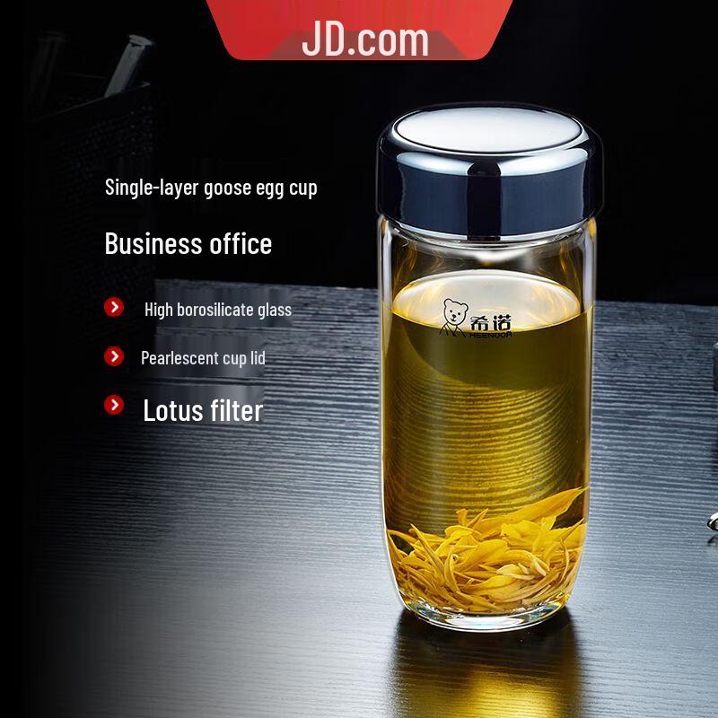 XINO Men's Portable Borosilicate Glass Water Bottle with Filter