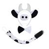 Cow Ears Hair Hoop Set with Bendable Tail Adults Teens Farm Animal Costume Set Black White Cow Accessories