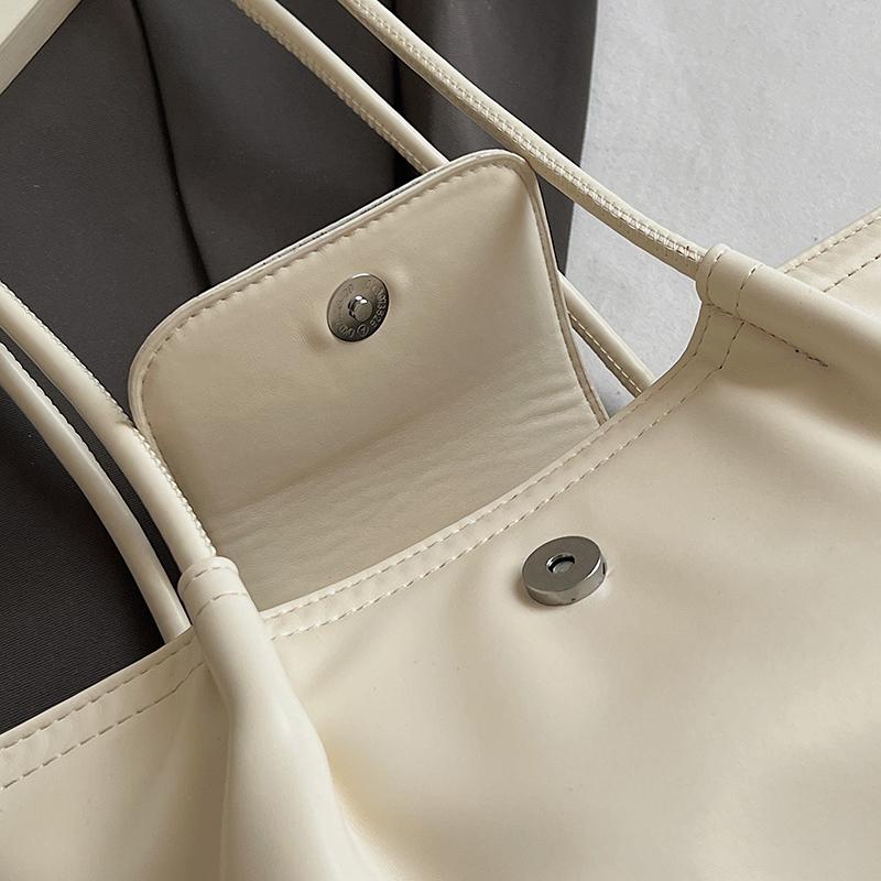 Minimalist Leather Shoulder Bag for Women with Flap Cover Long Strap Elegant Daily Carry Bag