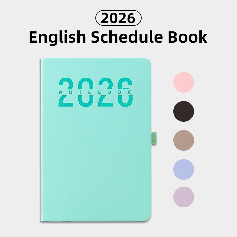 1 st Dagbok i Läder 336 Sidor 2026 Daglig Månatlig Planerare Med Färgglada Månadsmärken Hårdband Daterad För Daglig Planering