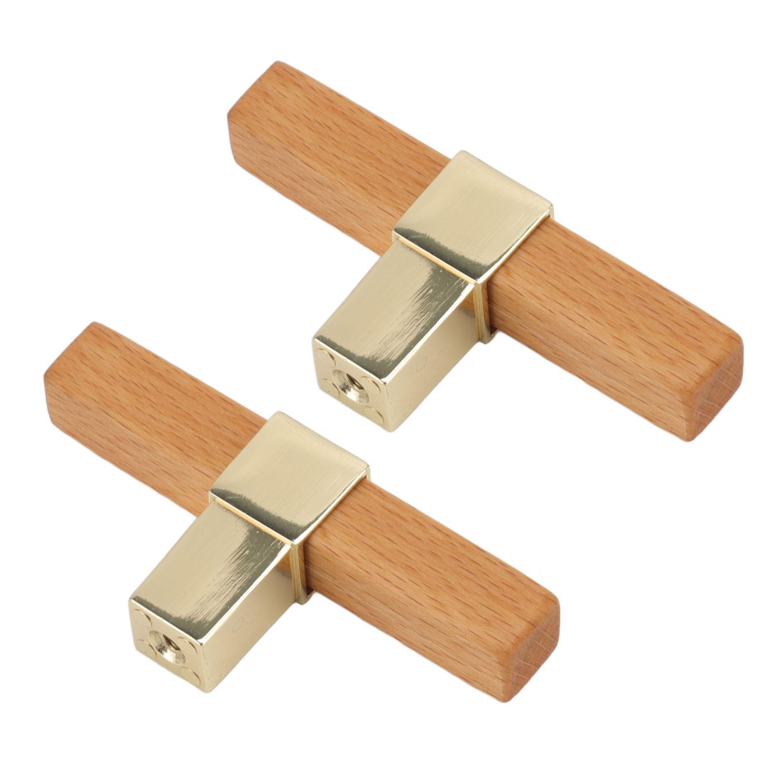 

2 шт. Деревянные мебельные ручки Одно отверстие Ручка-кнопка для двери кухонного ящика шкафа Золотистый