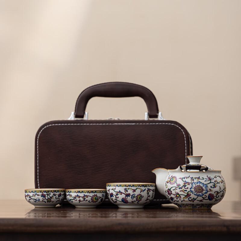 Blue Lotus Ceramic Travel Tea Set