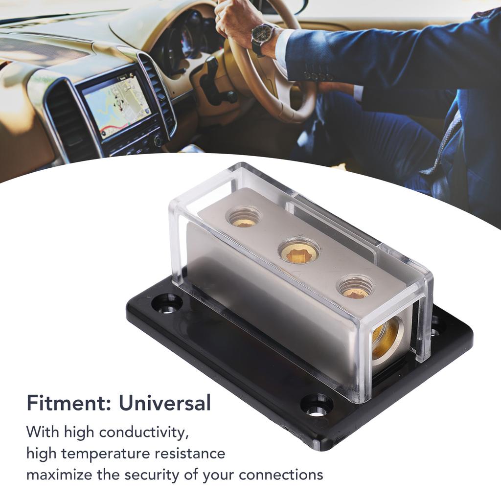2 Way Power Distribution Block 0GA In 4GA Out Distribution Connecting Block Universal for Car Audio