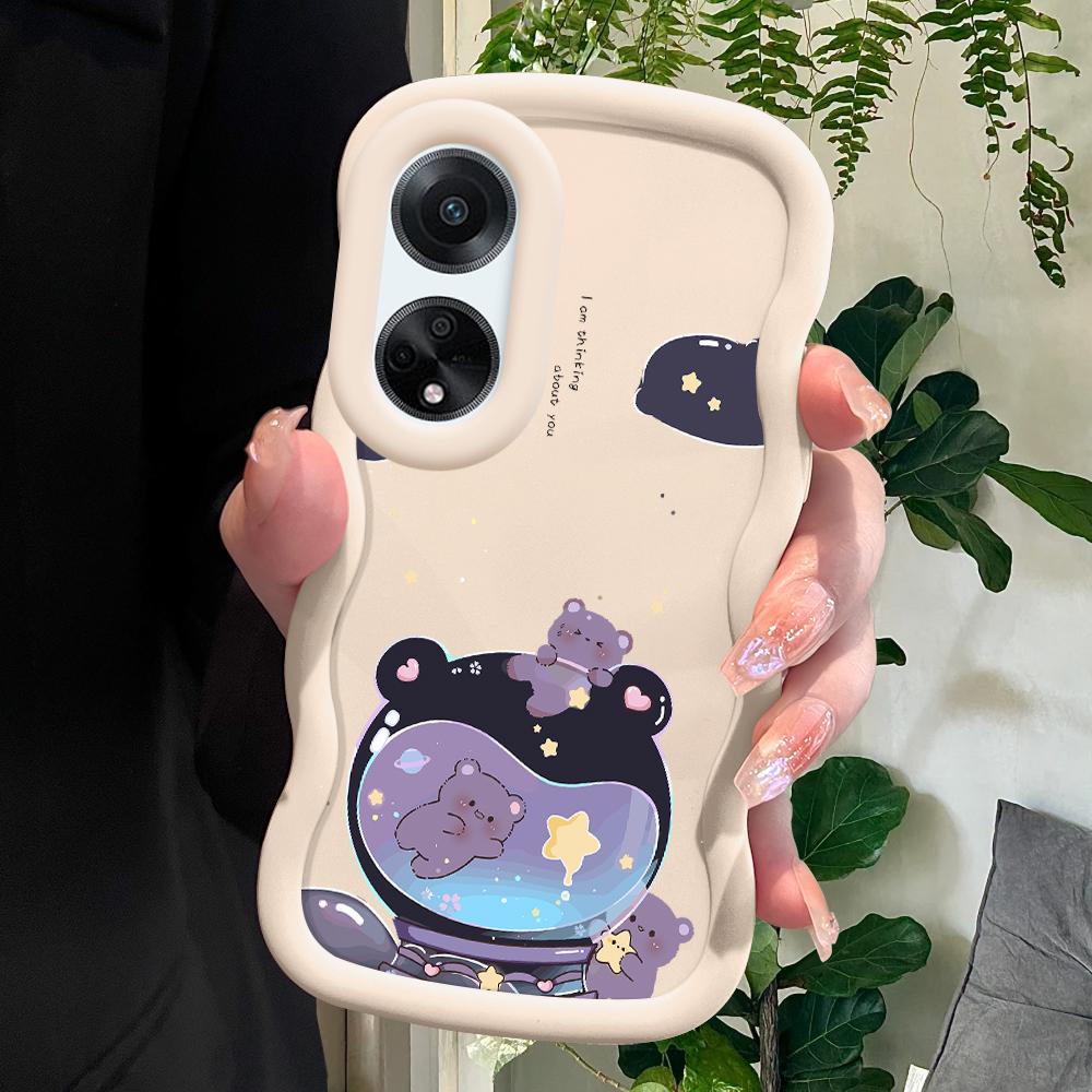 

Окрашенный узор Big Wave Edge Мягкий силиконовый материал Macaron чехол для телефона противоударный защитный резиновый чехол для OPPO Reno Realme OPPO Reno10 Pro 5G белый