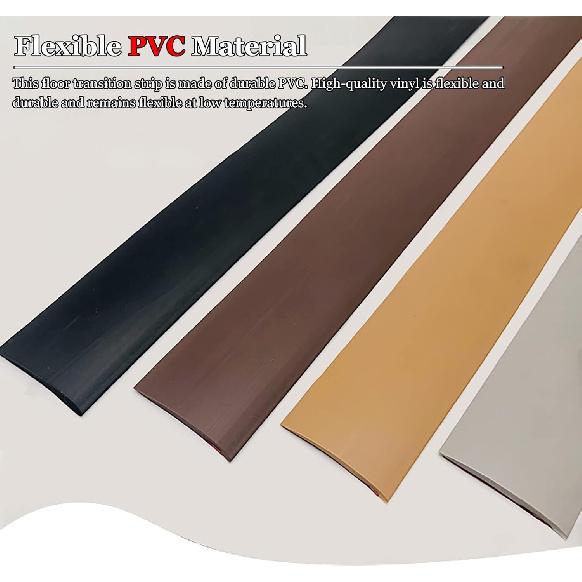 Winilowa Płaska Listwa Przejściowa na Podłogę Samoprzylepna Listwa Oddzielająca Krawędź Podłogi Szerokość 5cm/2 cale Można Ciąć (Czarny 4m/13ft)