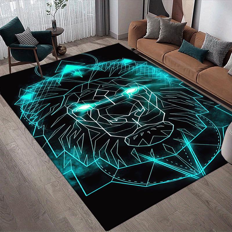 1pc Cool lion Print, Design Area Rug - Soft, Anti-Slip, and Durable Gaming Room Decor for Bedroom, Living Room