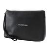 BALENCIAGA logo Clutch bag 593815 black leather unisex Used