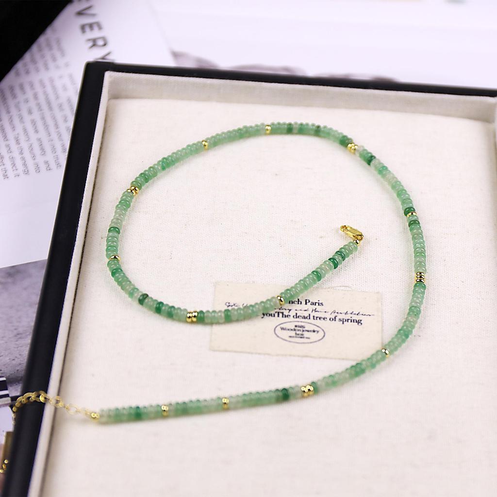 2025 Spring Retro Green Donglin Beaded Necklace for Women - Light Luxury, High-End, New Chinese Style