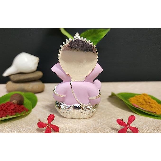 Gold and Silver Plated Ganesh Idol for Car Dashboard Ganesha Murti Ganpati Idol for Home Decor Puja Lord Ganesh Statue Gift