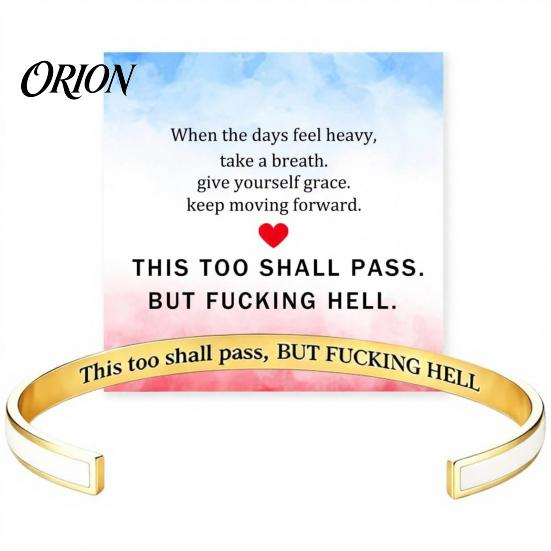 Resilience Reminder Bracelet This Too Shall Pass Mantra Cuff Bracelet, Hidden Message Engarved Jewelry Inspirational Bangle Adjustable Motivational