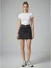 Stylish High-Waist Slit Faux Denim A-line Mini Skirt