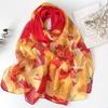 Pretty Gradient Leaves Women Foulard Elegant Chiffon Georgette Bandana Scarf Summer Beach Sun Protection 50*160cm