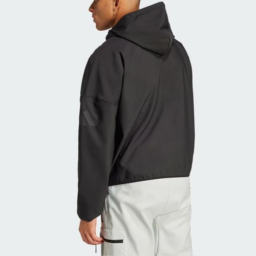 Adidas Solid Color Loose Outdoor Workwear Hooded Jacket for Men, Black