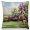 Beautiful Country Painting Throw Pillow Case For Sofa And Home Decoration