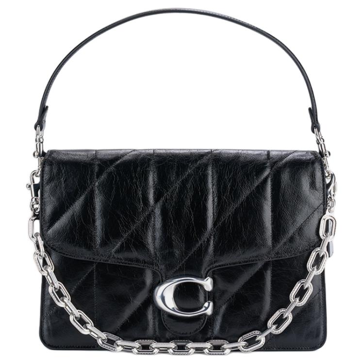 

Coach Tabby 30 Chain Logo Leather Tote Crossbody Bag Large Women Bags Black CAF54-LHBLK Basic Set (Bag+Dust Bag)