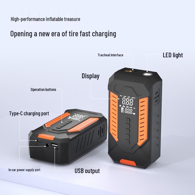 Dual-Use High-Power Tire Inflator: Wired/Wireless Portable Car Pump