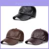 Pu Leather Baseball Cap With Embossed Design For Autumn Winter Outdoor Men
