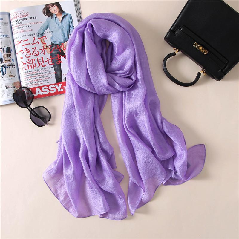 Luksusmerke Dame Mote Skjerf Ensfarget Silke Lin Sjal Skjerf Sommer Dame Bandanaer Pashmina Foulard Hijab 180*90Cm
