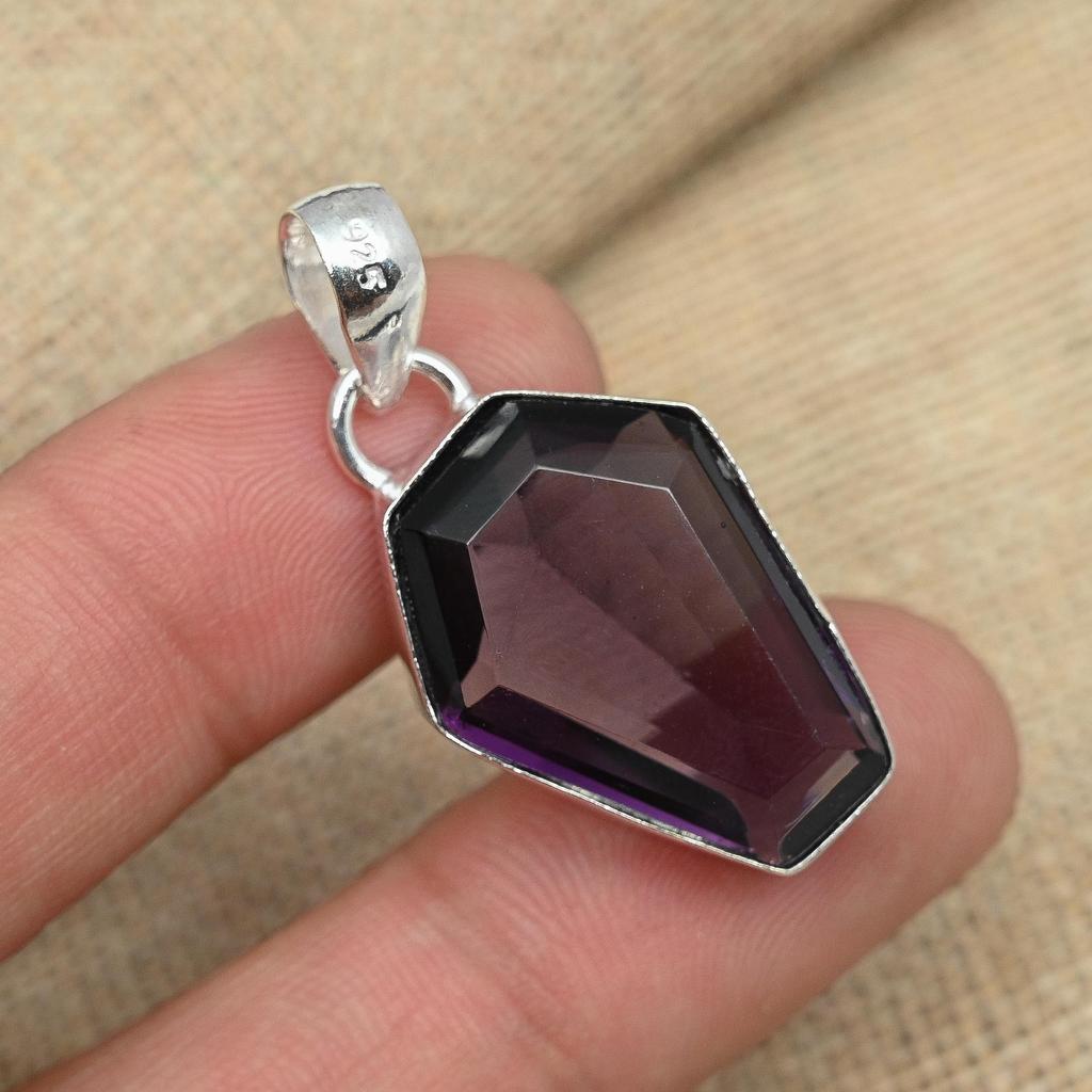 Ametist Gemstone 925 Solid Sterling Silver Bijuterii lucrate manual Pandantiv minunat