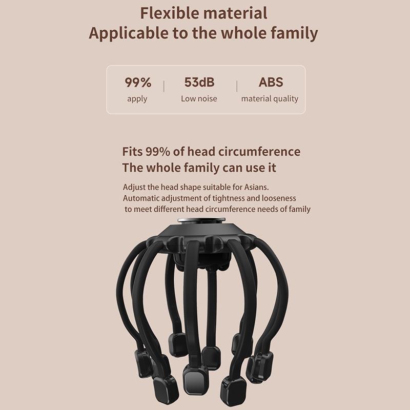 Electric Head Massager Head Scratcher Bluetooth Music Vibration Octopus Scalp Massage For Relax & Stress Relief Better Sleep
