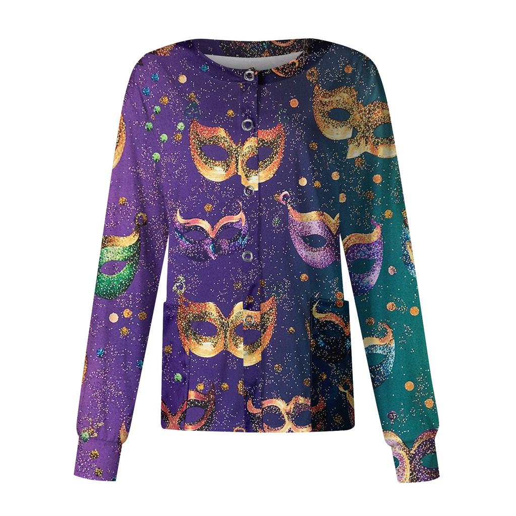 Women's Casual Long Sleeve Single Breasted Printed Dry- Top