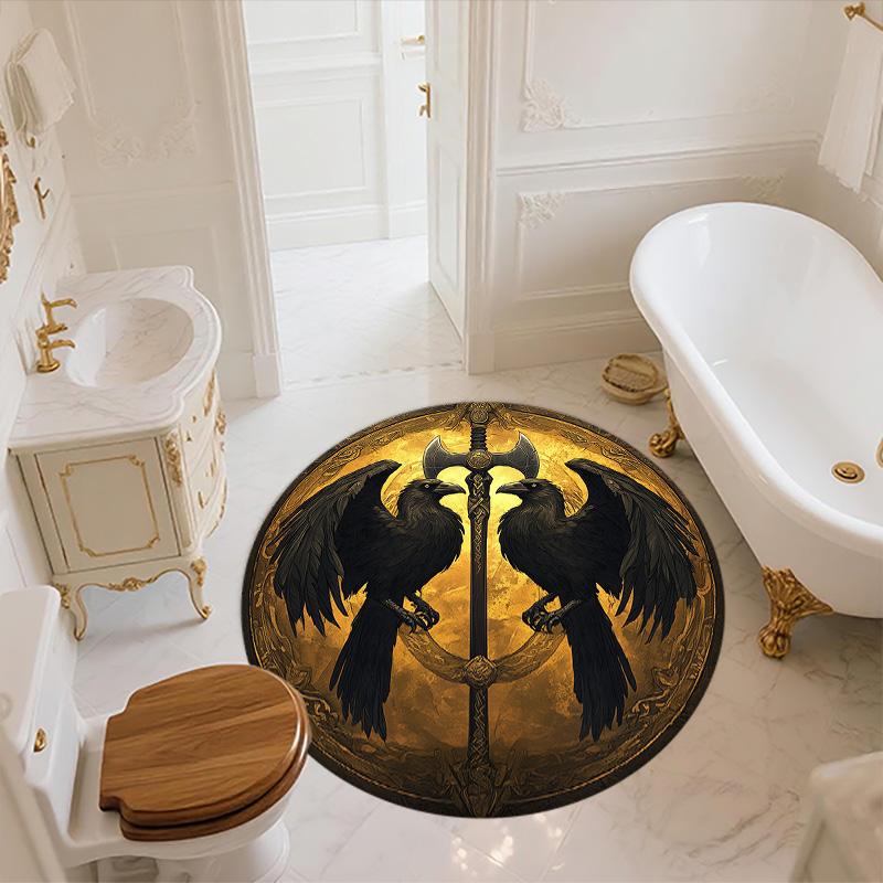 Crow,Round Area Rug,Carpet Rug for Living Room Bedroom Sofa Playroom Decor,Non-slip Floor Mat