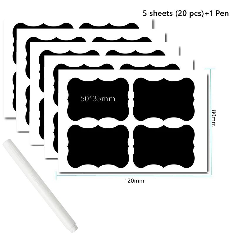 20-75pcs Waterproof Chalkboard Labels Spice Organizer Label for Household Kitchen Blackboard Stickers with White Erasable Pen