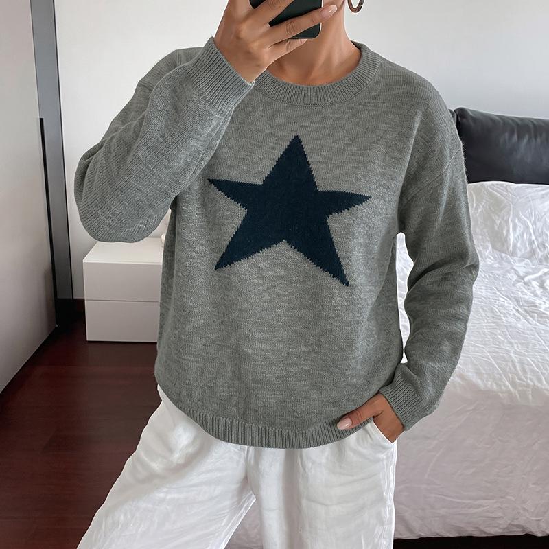 Autumn Winter Five-Pointed Star Lazy Fit Pullover Sweater